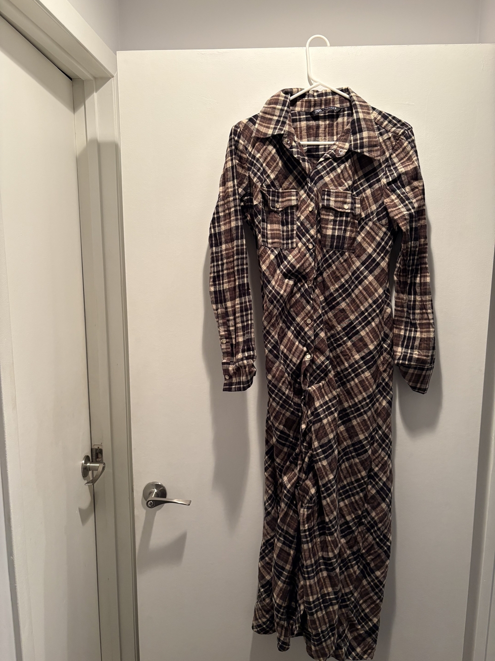 Zara Beautiful Brown Plaid Long Shirt Coat